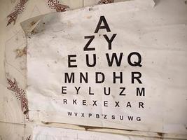 Old Eye exam chart - virtual contact lens exam. Eye sight test chart chart photo