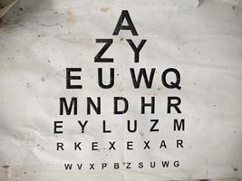 Old Eye exam chart - virtual contact lens exam. Eye sight test chart chart photo