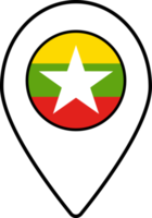 Myanmar flag map pin navigation icon. png