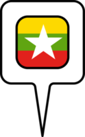 Myanmar flag Map pointer icon, square design. png
