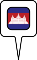 Cambodia flag Map pointer icon, square design. png