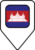 Cambodia flag map pin navigation icon, square design. png