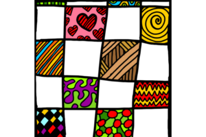 Colorful Squares pattern with simple kinds of patterns ornament png