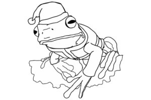 White-Lipped Tree Frog In Christmas Santa Claus Costume Line Art png