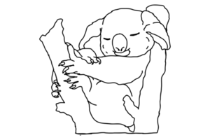 söt koala sovande på en träd png