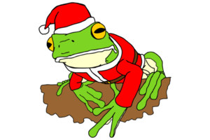 dalle labbra bianche albero rana nel Natale Santa Claus costume png