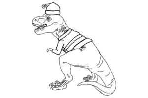 enojado tyranosaurus rex , tirano saurio Rex en un Papa Noel claus Navidad disfraz png