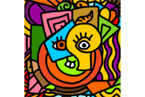Colorful Aesthetic abstract decorative etnic face portrait png