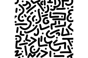 Hand draw black geometric memphis pattern 80's-90's styles on White background png