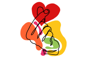 Colorful Finger Heart Pose Line Art png