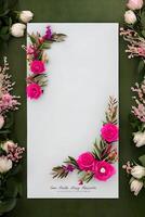 vistoso sencillo floral decoración, minúsculo flor ilustración, antecedentes plantilla, creativo arreglo de naturaleza y flores bueno para bandera, Boda tarjeta invitación borrador, diseño elemento, y otro. foto