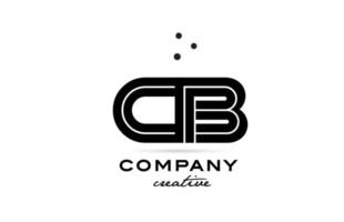 CB black and white combination alphabet bold letter logo with dots. Joined creative template design for company and business vector