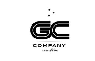 GC black and white combination alphabet bold letter logo with dots. Joined creative template design for company and business vector