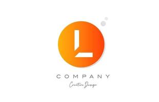 L orange sphere alphabet letter logo icon design with dot. Creative template for company and business vector