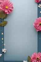 Colorful simple floral decoration, tiny flower illustration, background template, creative arrangement of nature and flowers. Good for banner, wedding card invitation draft, design element, and other. photo