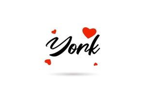 York handwritten city typography text with love heart vector