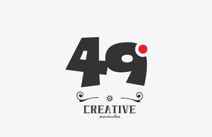 grey 49 number logo icon design with red dot. Creative template for company and business vector