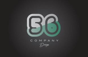 56 verde gris número logo icono diseño. creativo modelo para empresa y negocio vector