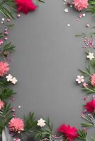 Colorful simple floral decoration, tiny flower illustration, background template, creative arrangement of nature and flowers. Good for banner, wedding card invitation draft, design element, and other. photo