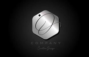 silver grey O alphabet letter logo icon design with metal and elegant style. Creative polygon template for business and company vector