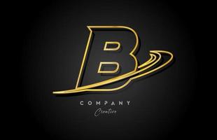 gold B alphabet letter logo icon design with golden swoosh. Creative template for company and business vector