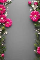 Colorful simple floral decoration, tiny flower illustration, background template, creative arrangement of nature and flowers. Good for banner, wedding card invitation draft, design element, and other. photo