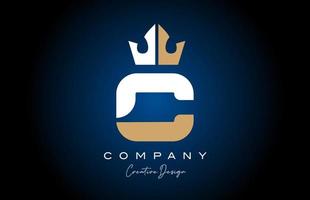 white brown C alphabet letter logo icon design with king crown. Creative template for company and business vector