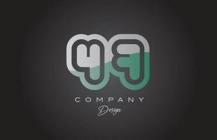 47 green grey number logo icon design. Creative template for company and business vector