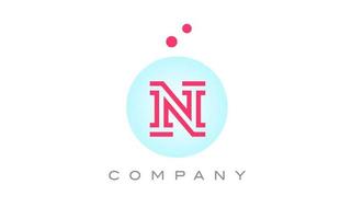 blue pink N alphabet letter logo icon design with dots. Creative template for business and company vector