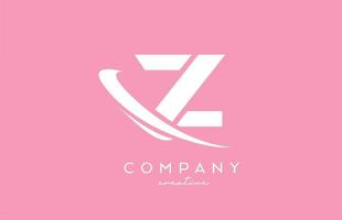pink white Z alphabet letter logo icon with swoosh. Creative template design for business and company vector