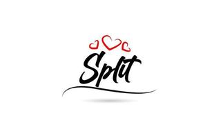 Split european city typography text word with love. Hand lettering style. Modern calligraphy text vector