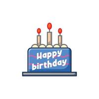 Birthday cake with candles cartoon vector isolated illustration