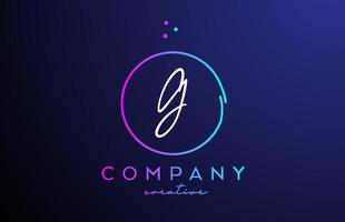 G handwritten alphabet letter logo with dots and pink blue circle. Corporate creative template design for business and company vector