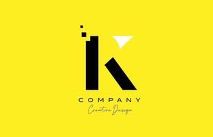 yellow black K alphabet letter logo icon design with dots. Creative template for company and business vector