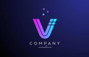 blue pink V alphabet letter logo with dots. Corporate creative template design for business and company vector