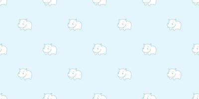 Hippo Seamless Pattern hippopotamus vector isolated background wallpaper blue