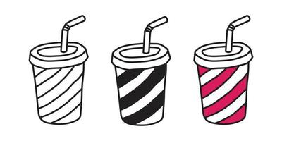 Cup vector icon logo coffee tea juice cup striped doodle illustration