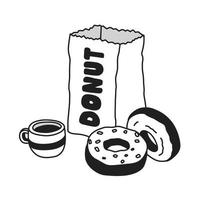 Donut vector icon Coffee logo symbol cartoon illustration doodle