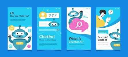 Chatbot AI Technology Story Template vector