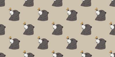 Bear seamless vector Polar Bear pattern butterfly vector wallpaper background isolated