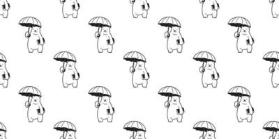 bear seamless Polar bear vector pattern umbrella raining isolated wallpaper background