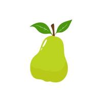 Pear icon vector illustration. Green colorful pear fruit icon isolated on white background. Cartoon flat design. Vector illustration.