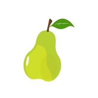 Pear icon vector illustration. Green colorful pear fruit icon isolated on white background. Cartoon flat design. Vector illustration.