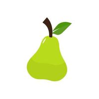 Pear icon vector illustration. Green colorful pear fruit icon isolated on white background. Cartoon flat design. Vector illustration.