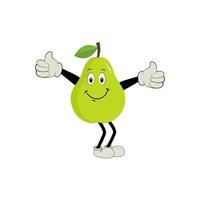 Pear fruit cartoon. Cute vector set of pear fruit character in different action emotion. Collection of pear characters in different expressions, Funny fruit mascot.