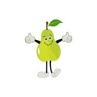 Pear fruit cartoon. Cute vector set of pear fruit character in different action emotion. Collection of pear characters in different expressions, Funny fruit mascot.