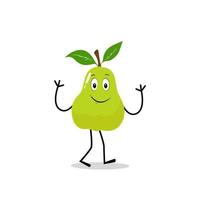 Pear fruit cartoon. Cute vector set of pear fruit character in different action emotion. Collection of pear characters in different expressions, Funny fruit mascot.