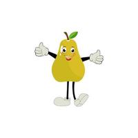 Pear fruit cartoon. Cute vector set of pear fruit character in different action emotion. Collection of pear characters in different expressions, Funny fruit mascot.