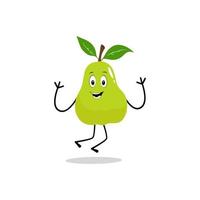 Pear fruit cartoon. Cute vector set of pear fruit character in different action emotion. Collection of pear characters in different expressions, Funny fruit mascot.