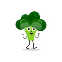 Broccoli mascot cartoon in vector. Cute happy smiling broccoli vegetable set collection. Vector flat cartoon character illustration icon design. content, happy, green smile, cheerful Face Emotion.